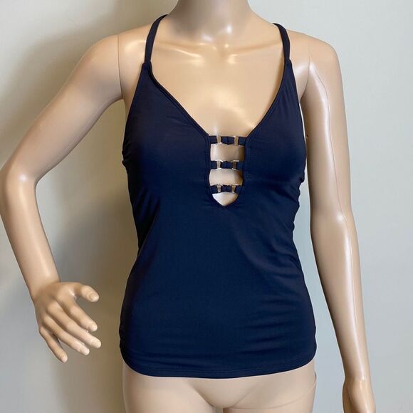 Blue Rod Beattie black tankini top size 4 - Picture 1 of 8
